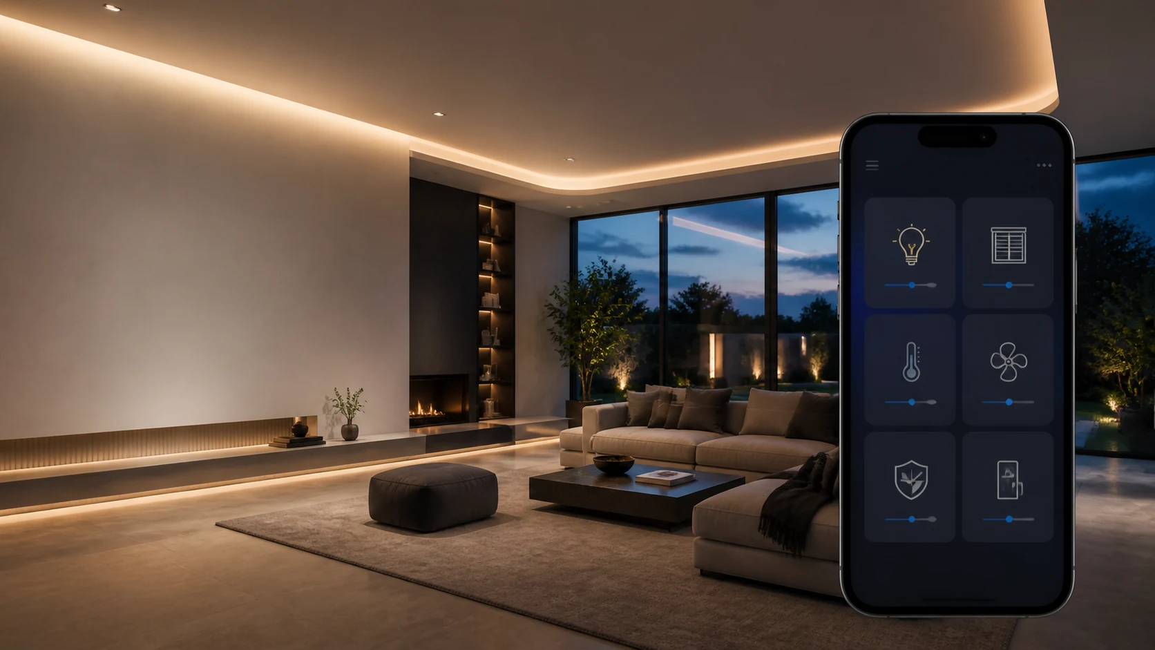 Maison intelligente contrôlée depuis un smartphone